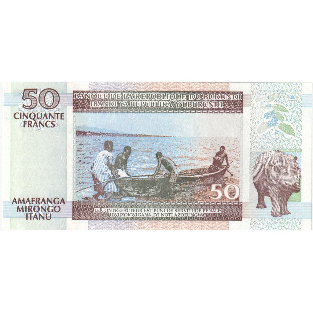 Burundi,
50 frankov,
07-01-2003