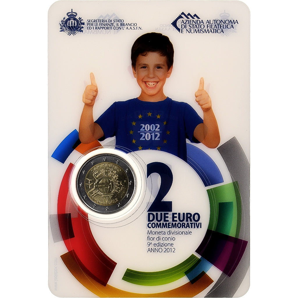 San Marino,
2 eurá,
10. Jahrestag des Euro