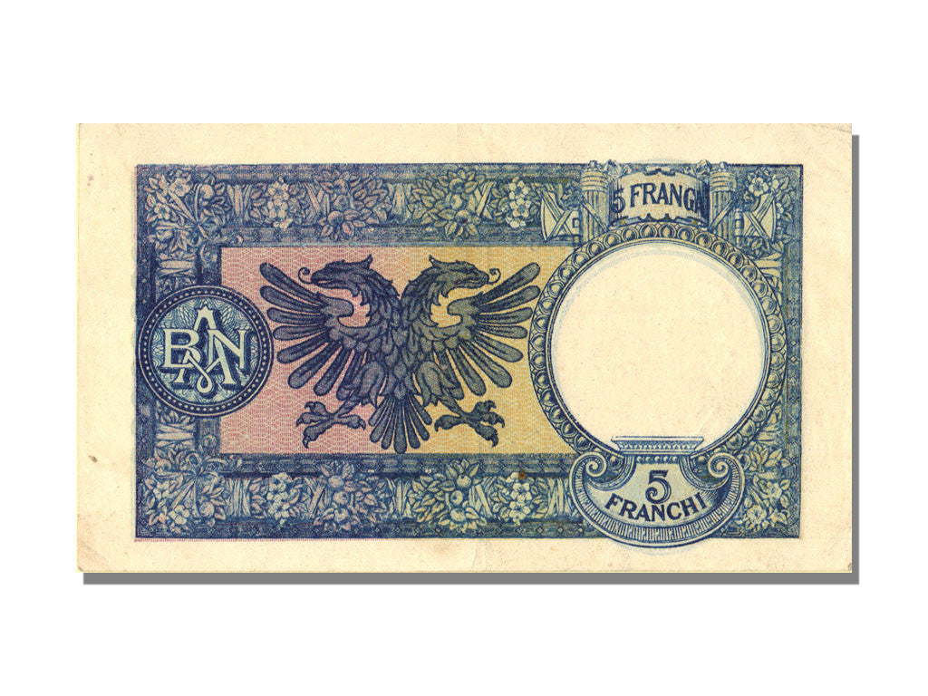 bankovka,
Albánsko,
5 frankov